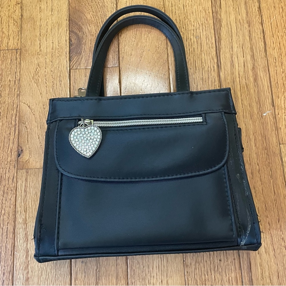 VINTAGE Y2K BLACK RHINESTONE HEART PURSE BAG GOTH CYBER